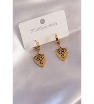 Çelik Gold Renk Leopar Figür Kadın Küpe