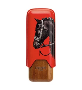Lubinski Year Of Horse Deri İkili Sedirli Puro Kılıfı - Kırmızı(62 Ring) LB-532