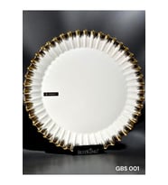Yuvarlak Sunum Tabak 33 cm, Şık ve Dayanıklı, Gold Detaylı, Estetik Sunum