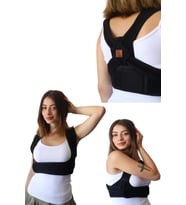 Dik Duruş Korsesi Medikal Unisex Sırt Korsesi Dikleştirici Kadın Erkek Korse Kamburluk Korsesi (Siyah)