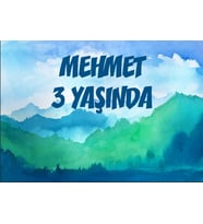 Sulu Boya Dağlar Doğum Günü Afişi 35X50 cm