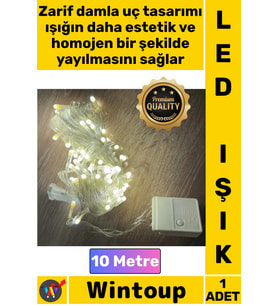#Led Dekoratif Kaliteli Estetik Cafe Aydınlatma 10 Metre 100 Led Şeffaf Kablo Damla Uçlu Gün Işığı