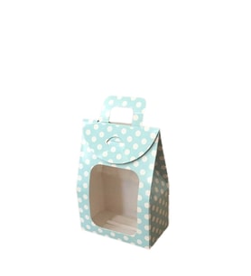 Kına Ve Çerez Çantası Pencereli Karton 7.5X11X4 (20 Adet)  Puantiyeli Mavi