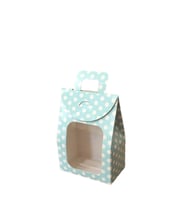 Kına Ve Çerez Çantası Pencereli Karton 7.5X11X4 (20 Adet)  Puantiyeli Mavi