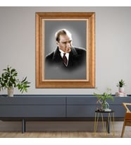 Altın Paspartulu Atatürk  Çerçeveli Tablo C826 (Gold)