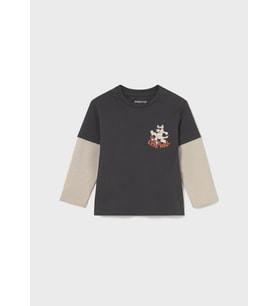 Mayoral Erkek Bebek Duble Kol Sweatshirt Gri