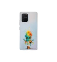 Samsung Galaxy A91 ile uyumlu Splash ahtapot tasarımlı şeffaf silikon kılıf