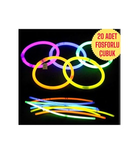 20 ADET NEON FOSFORLU PARTİ ÇUBUK BİLEKLİK GECE PARLAYAN GLOW STİCK IŞIK 20 ÇUBUK+20 BAĞLANTI APARAT