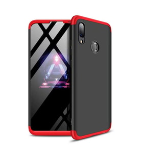 Huawei Y7 Prime 2019 GKK Kılıf 360 Derece Tam Koruma (Kırmızı-Siyah)