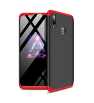 Huawei Y7 Prime 2019 GKK Kılıf 360 Derece Tam Koruma (Kırmızı-Siyah)