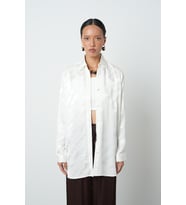 Kadın Ekru Renk Desenli Oversize Kesim Tesettür Gömlek