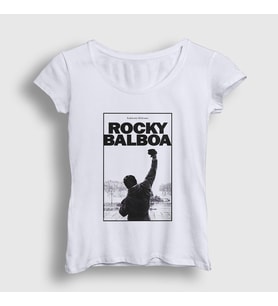 Presmono Kadın Beyaz Over Film Rocky T-Shirt 250203tt