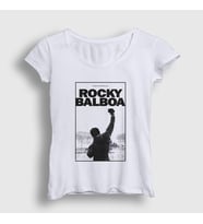 Presmono Kadın Beyaz Over Film Rocky T-Shirt 250203tt