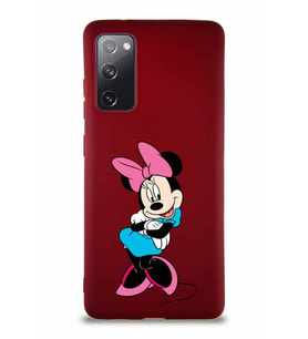 Samsung Galaxy S20 FE Soft Premier Kapak Minnie Mouse-D Tasarımlı Silikon Kılıf - Mürdüm (Şeffaf)