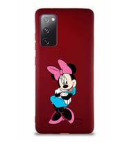 Samsung Galaxy S20 FE Soft Premier Kapak Minnie Mouse-D Tasarımlı Silikon Kılıf - Mürdüm (Şeffaf)