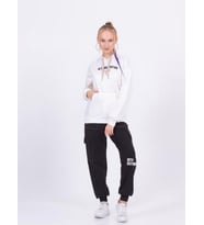 Kız Çocuk Pamuklu Kapüşonlu Sweatshirt Kargo Cepli Eşofman Alt Takım (Siyah Beyaz)