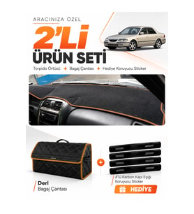 e-biz MAZDA 626 (1997-2002) Uyumlu Torpido Örtüsü + Deri Bagaj Çantası - Siyah-Kahverengi - MA011