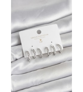 Gümüş Renk Pirinç Zirkon Taşlı Kadın Küpe - Tj-Bkp11641