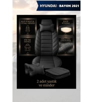 hyundai bayon 2021 Koltuk ve Kılıf uyumlu Lüks Yastık Siyah Minder 2 Minder 2 Yastık