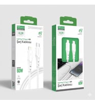 Lucatech LK-230 60W PD 5A Hızlı Şarj Kablosu Type-C to Lightning 1M (Beyaz)