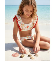 Civil Girls Kolu Fırfırlı 2-12 Yaş Mayo Set - Turuncu