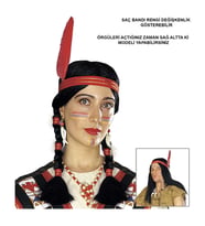 Tüylü Örgülü Hint Peruğu Kızılderili Peruğu