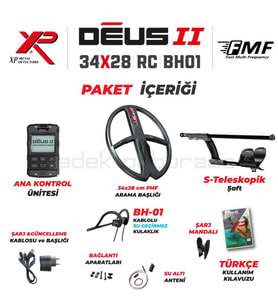 DEUS 2 - 34x28cm FMF Başlık, Ana Kontrol Ünitesi (RC), BH-01 Kablolu Su Geçirmez Kulaklık