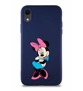 Apple iPhone XR Soft Premier Kapak Minnie Mouse-D Tasarımlı Silikon Kılıf - Lacivert (Şeffaf)