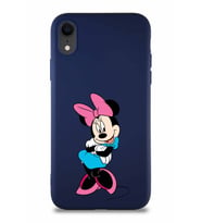 Apple iPhone XR Soft Premier Kapak Minnie Mouse-D Tasarımlı Silikon Kılıf - Lacivert (Şeffaf)