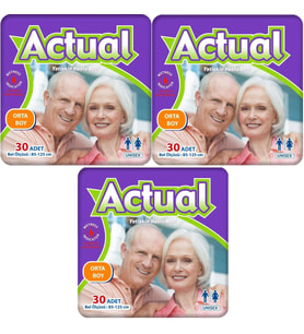 Actual Yetişkin Bezi Bel Bantlı M - Medium - Orta 90 Adet (3PK*30)