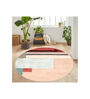 Eliana Home Baskılı, Yıkanabilir Kaymaz Taban Yuvarlak Halı LNA7100 120x120 cm (Pembe)