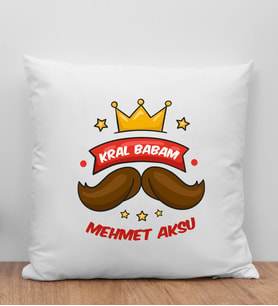 BK Gift Kişiye Özel İsimli Babalar Günü Tasarımlı Beyaz Kırlent Yastık-5, Babaya Hediye, Ev Dekorasyonu, Babalar Günü Hediyesi