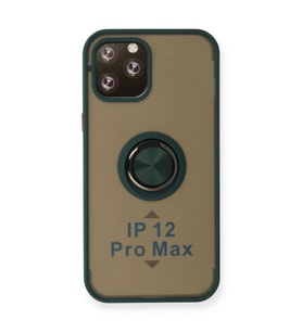 Apple İphone 12 Pro Kılıf Montreal Yüzüklü Silikon Kapak - Yeşil