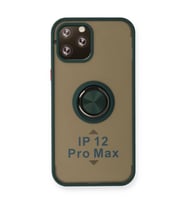 Apple İphone 12 Pro Kılıf Montreal Yüzüklü Silikon Kapak - Yeşil