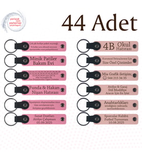 Pembe & Y Ağzı, 44’lü Set, Tarih ve İsimli Deri Hediyelik, Pastane Müşterilerine Teşekkür Armağanı