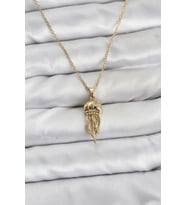 316L Çelik Zincir Gold Renk Deniz Anası Model Zirkon Taşlı Kadın Kolye - TJ-BKO10842