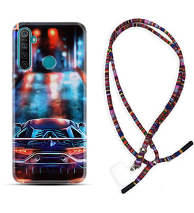 Realme 5i 5 Pro 6i 7 Pro 8 Kılıf Boyun Asklı Rasta Silikon Neon Cars 1724