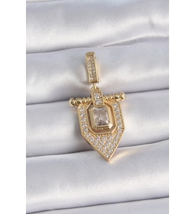 Pirinç Gold Renk Baget Zirkon Taşlı Ajda Charm