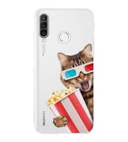 PrintiFy Huawei P30 Lite ile Uyumlu Kedi 1 Kamera Korumalı Şeffaf Kılıf