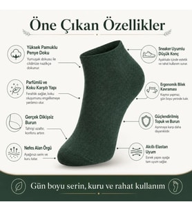 Giyim Erkek Pamuklu Patik Çorap 5'li 39-44 Dikişsiz Burun, Koku Karşıtı, Nefes Alan Sneaker