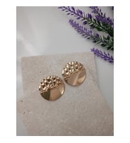 Lente Aksesuar Yuvarlak Ezme Plaka Küpe - Sezon Trendi Kadın Küpe (Gold)