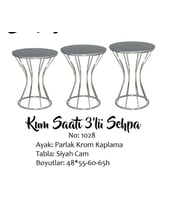 Brc Zigon sehpa 14064 Kum saat model Siyah TEMPER cam Metal Krom Renk Kaplama El Yapım