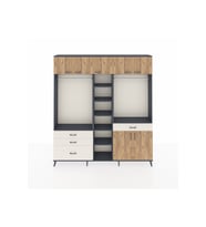 Arges Dolap 11 Raflı 4 Çekmeceli 2 Askılı 220x30x243 Antrasit-Çam/Aytaşı