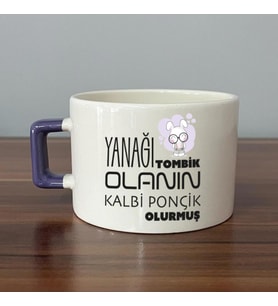 Yanağı Tombik Olanın Baskılı Mor Kulplu C Fincan