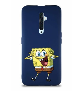 Oppo Reno 2Z Soft Premier Kapak Sünger Bob Tasarımlı Silikon Kılıf - Lacivert (Şeffaf)
