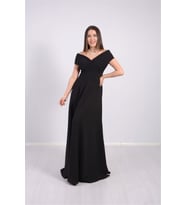 Kayık Yaka Kiloş Elbise - Siyah