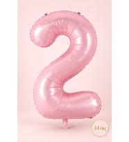 2 Pembe Rakam Balon 34 inç 2 Yaş Balonu