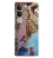 Vivo V29 Kılıf Desenli Silikon Platinium Cat And Girl 1808