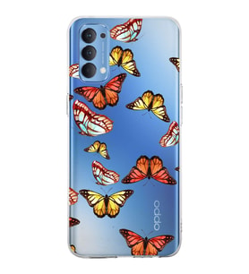 PrintiFy Oppo Reno 4  ile Uyumlu 1mm Slim Fit Water Color 2 Baskılı Şeffaf  Kılıf