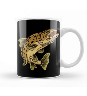 Fishing Trout Fish Kupa Bardak Porselen